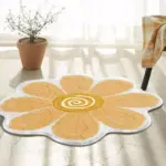 Nordic Smile Sunflower Rugs Living Room Round Carpet Decor