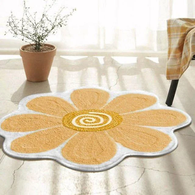 Nordic Smile Sunflower Rugs Living Room Round Carpet Decor -