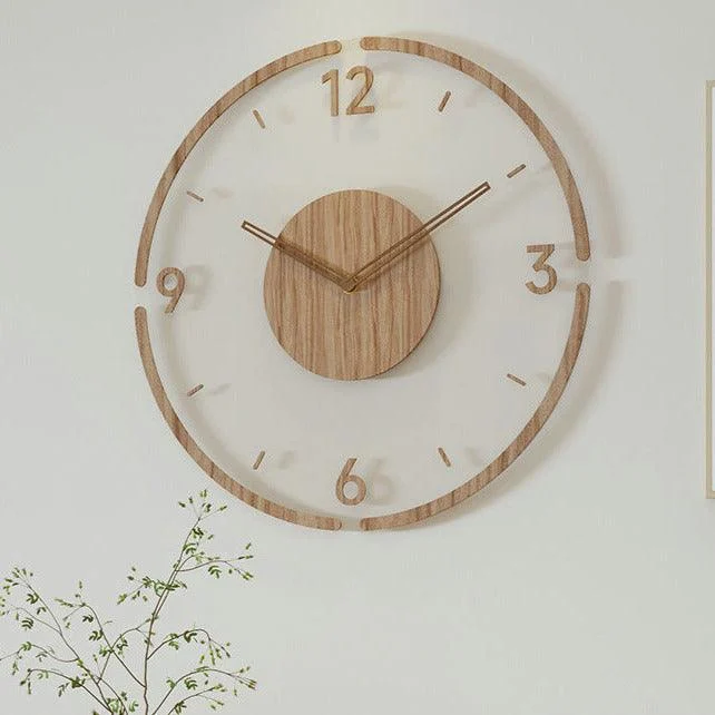 Nordic Solid Wood-Style Silent Wall Clock, 14 Inches -