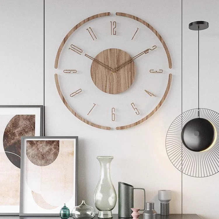 Nordic Solid Wood-Style Silent Wall Clock, 14 Inches -