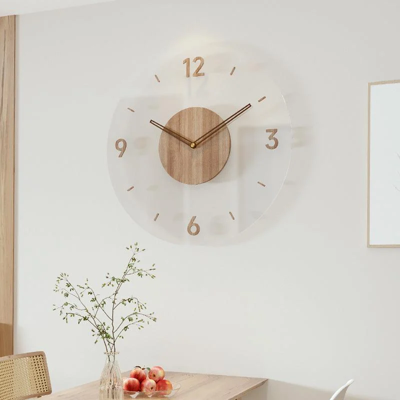 Nordic Solid Wood-Style Silent Wall Clock, 14 Inches -