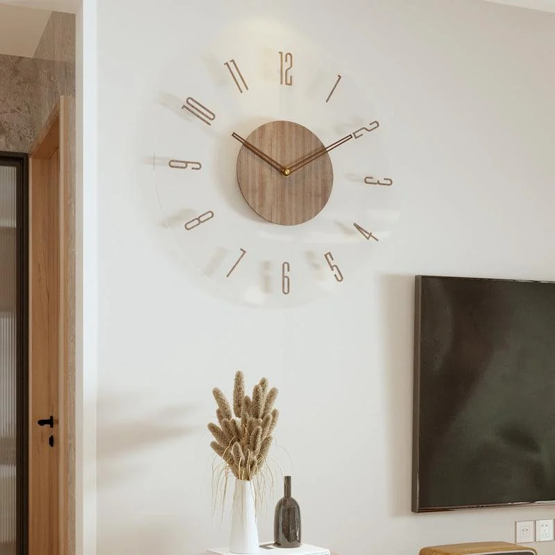 Nordic Solid Wood-Style Silent Wall Clock, 14 Inches -