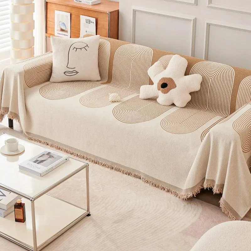 Nordic Tassel Sofa Blanket: All-Season Cotton Cover with Anti-Cat Scratch Protection -
