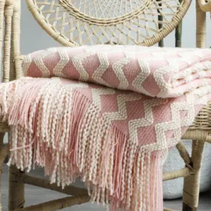 Nordic Two-Tone Knitted Blanket - 