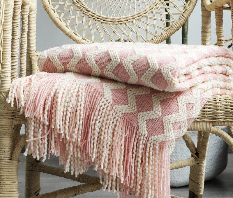 Nordic Two-Tone Knitted Blanket -