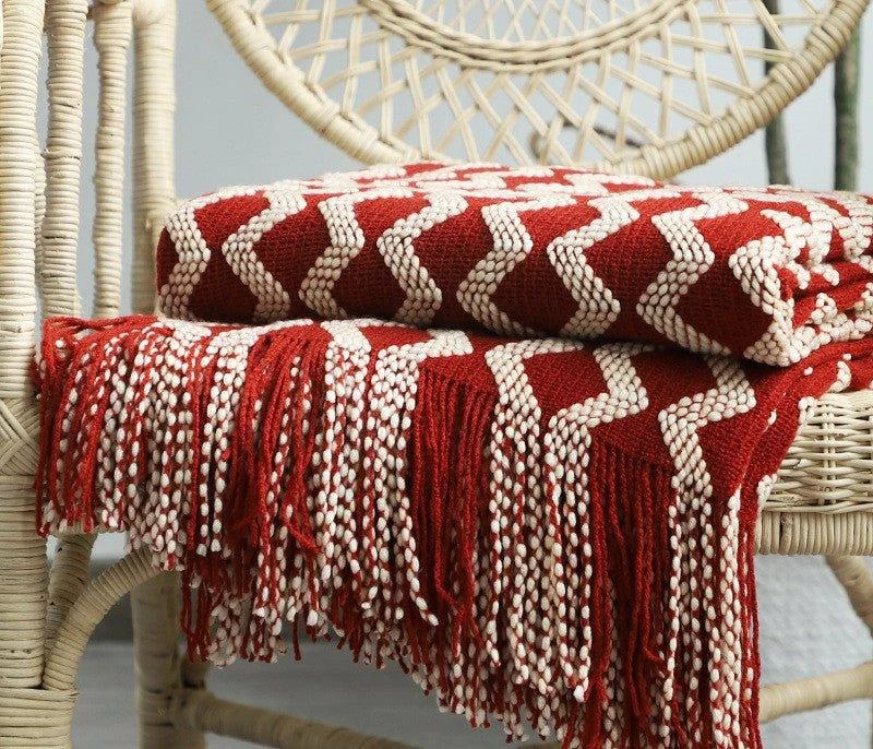 Nordic Two-Tone Knitted Blanket -