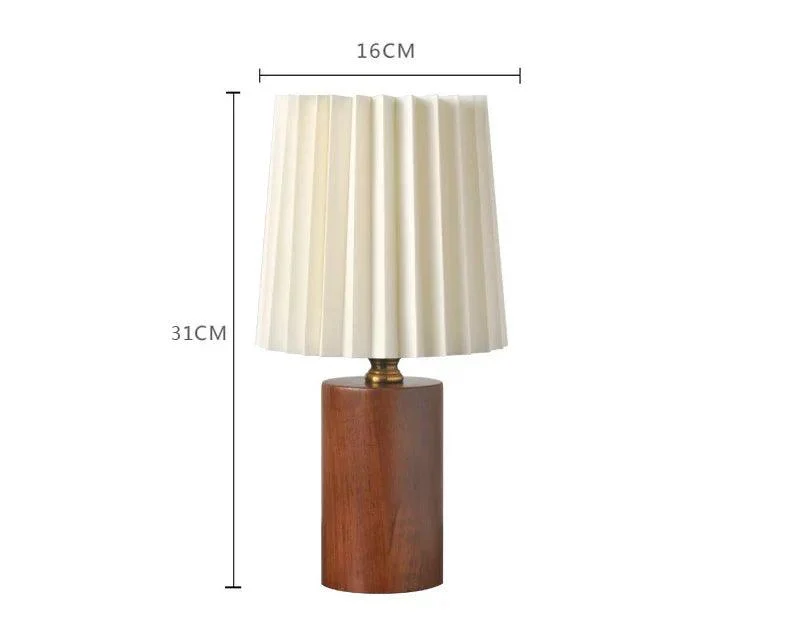 Nordic White and Wood Pleated Decorative Lamp Lighting Bedroom Bedside -