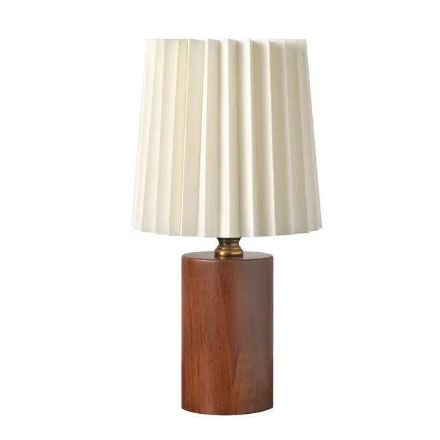 Nordic White and Wood Pleated Decorative Lamp Lighting Bedroom Bedside -