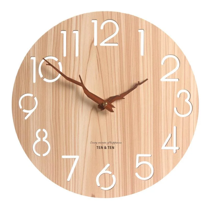 Nordic Wood Textured Battery Operated Silent Wall Clock 12 Inches -
