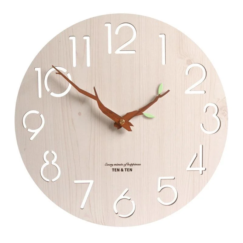 Nordic Wood Textured Battery Operated Silent Wall Clock 12 Inches -