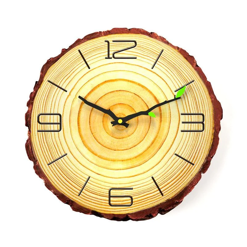 Nordic Wood Textured Silent Clock for Bedroom 12 Inches -