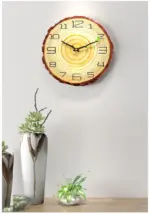 Nordic Wood Textured Silent Clock for Bedroom 12 Inches