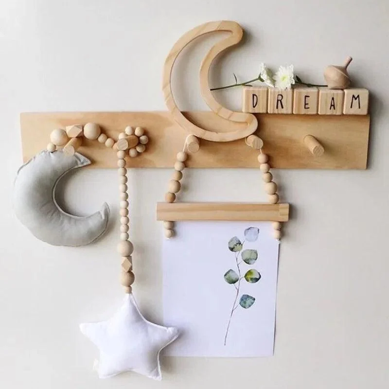 Nordic Wooden Beads Ornament: Celestial Décor -