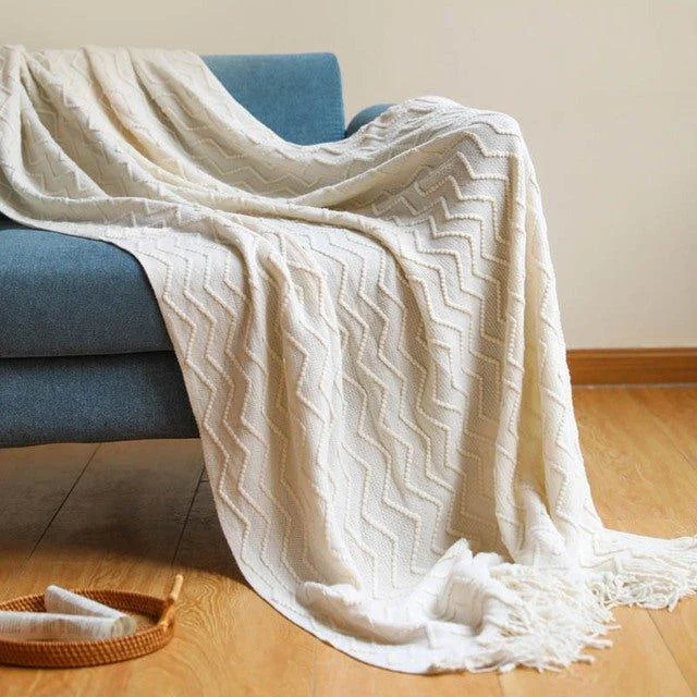 Nordic Zigzag Knitted Blanket -