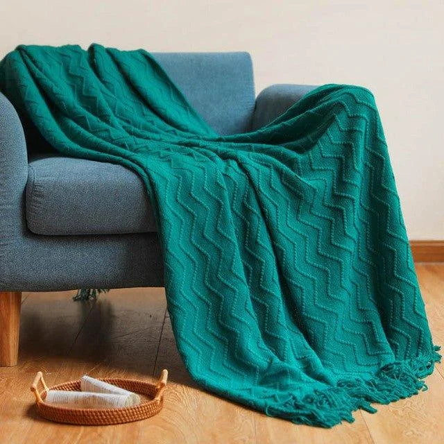 Nordic Zigzag Knitted Blanket -