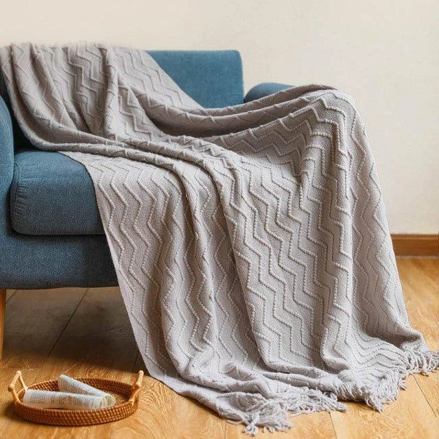 Nordic Zigzag Knitted Blanket -