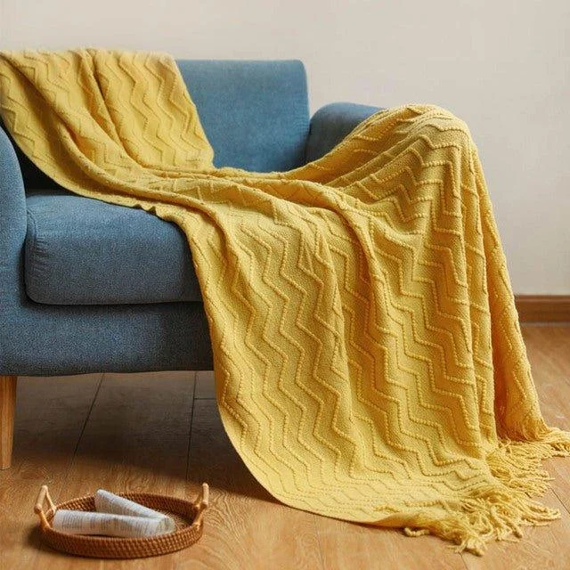 Nordic Zigzag Knitted Blanket -