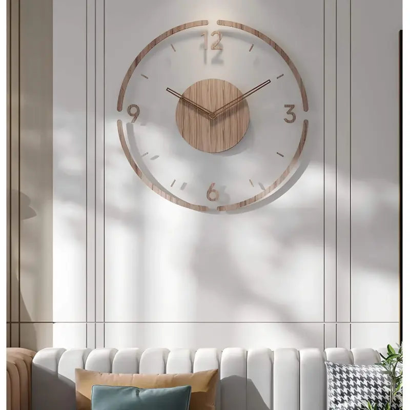 NordischeStilleWanduhrausechtemHolz 35cm GerauschlosesDesign3