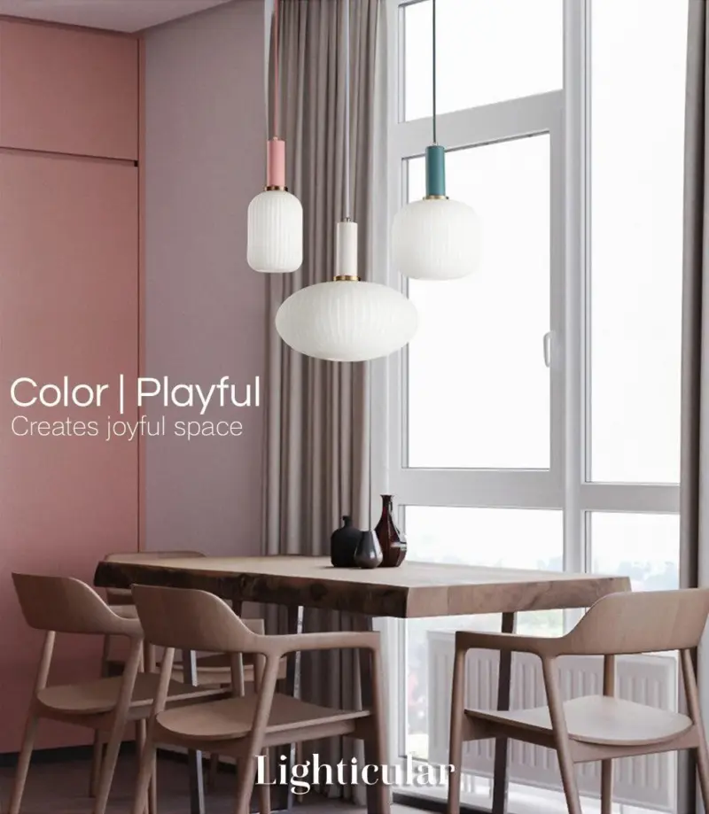 NoridcFlutedGlassPendantLightModernHomeDecor