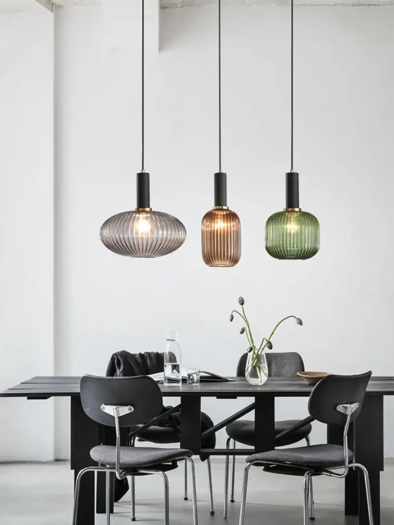 NoridcFlutedGlassPendantLightModernHomeDecor