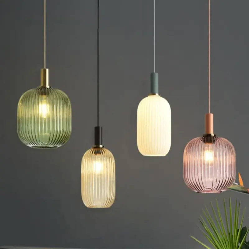 NoridcFlutedGlassPendantLightModernHomeDecor