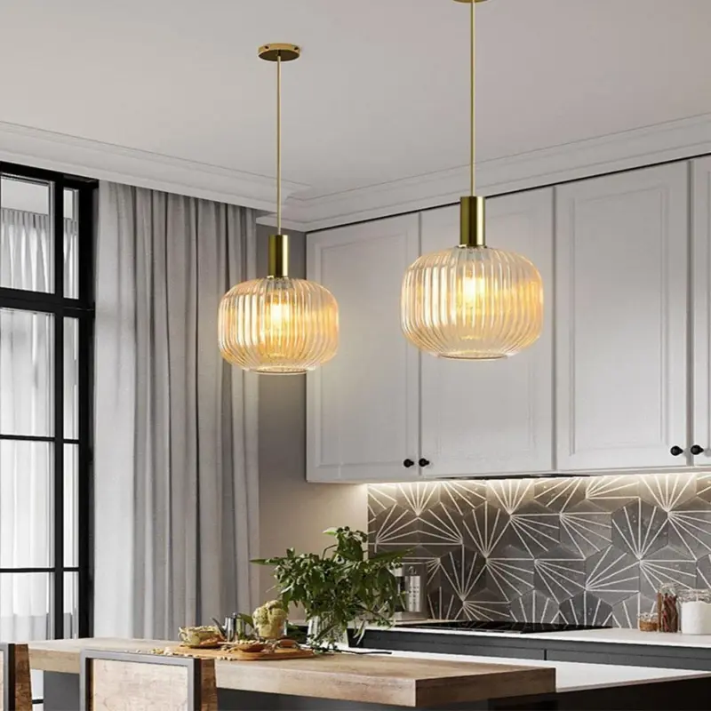 NoridcFlutedGlassPendantLightModernHomeDecor