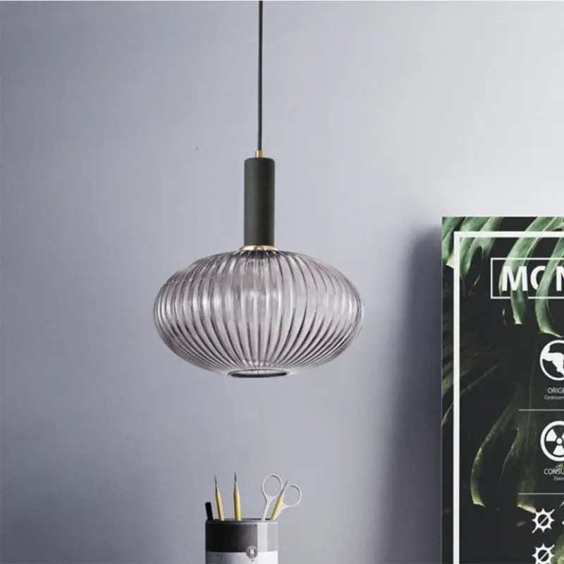 NoridcFlutedGlassPendantLightModernHomeDecor