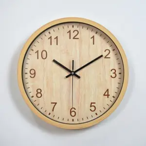 Wood Textured Silent Wall Clock for Livingroom 12 Inches