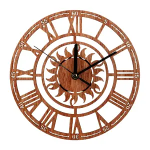 Roman Numerals Wood Texture Wall Clock 9 Inches