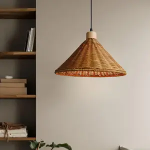 Rustic Wicker Pendant Light for Kitchen or Living Room