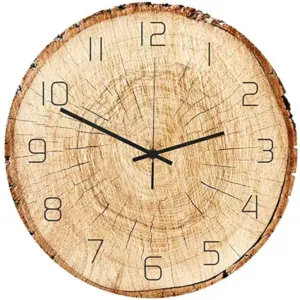 Wood Textured Silent Wall Decoration Clock for Livingroom