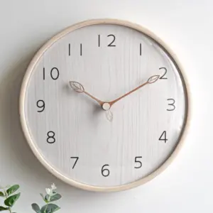 Round Wooden Analogue Wall Clock for Home