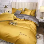OLOEY 60S long staple cotton Bedding Set Egyptian Solid color embroidery Bed set Duvet Cover Bed 04d529d6 f735 4832 baeb 999a3926b22f