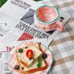 OWJlHand painted Flower Ceramic Checkerboard Coffee Cup Home Office Mug With Saucer Breakfast Milk Cup Creative 3d9907cf a976 4b8b 9b92 2e7bdf3f0576