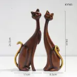 Oil Painted Couple Cat Home Decor Sculpture
