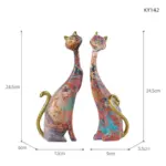 Oil Painted Couple Cat Home Decor Sculpture