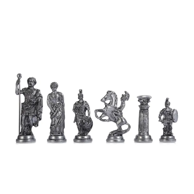 Only Chess Pieces Historical Antique Copper Rome Chess Pieces Sculptures and Statues Board is Not Included