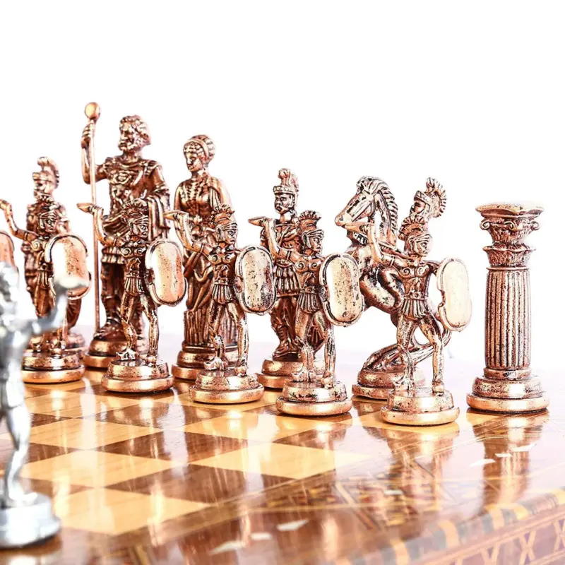 Only Chess Pieces Historical Antique Copper Rome Chess Pieces Sculptures and Statues Board is Not Included