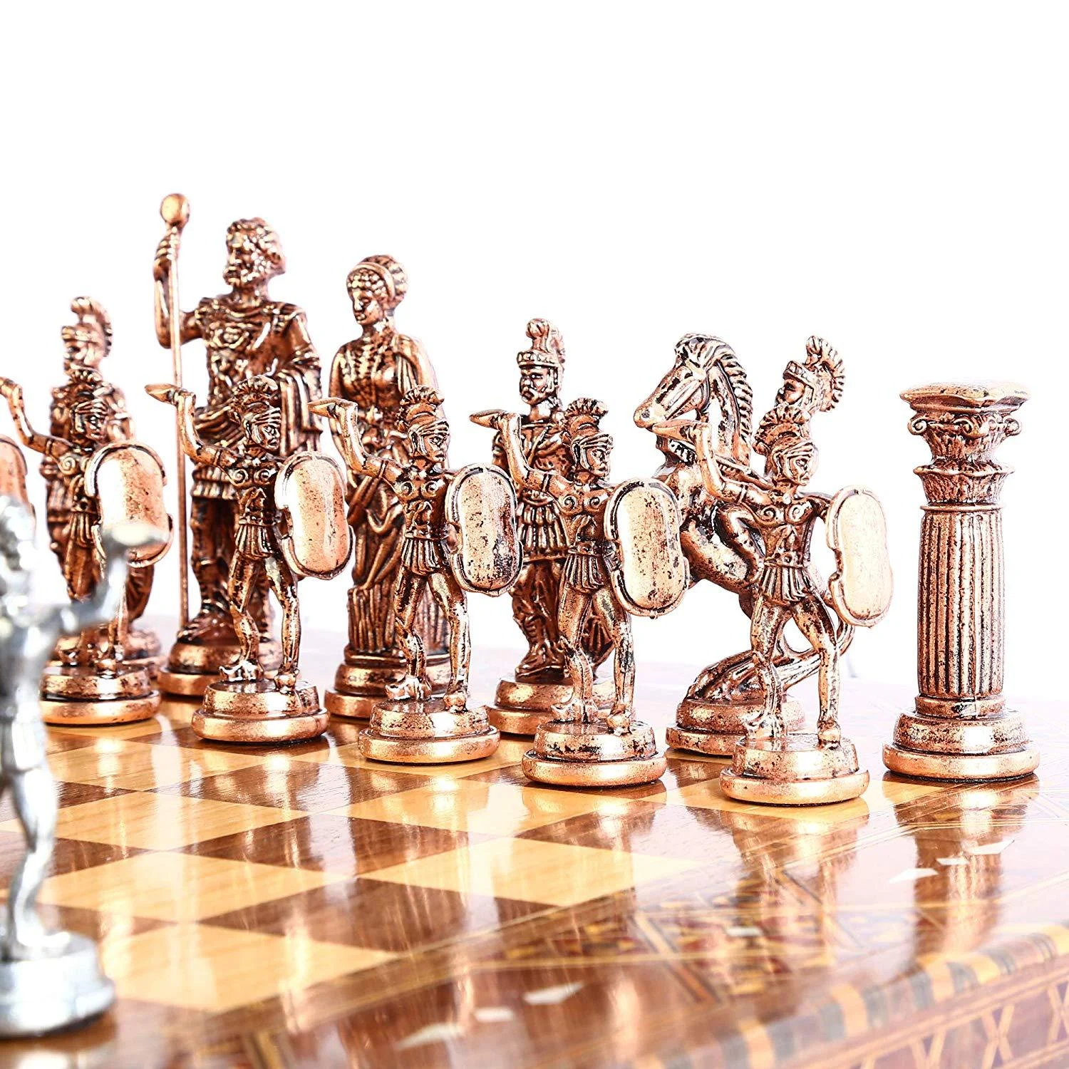 (Only Chess Pieces) Historical Antique Copper Rome Chess Pieces Sculptures and Statues (Board is Not Included) -