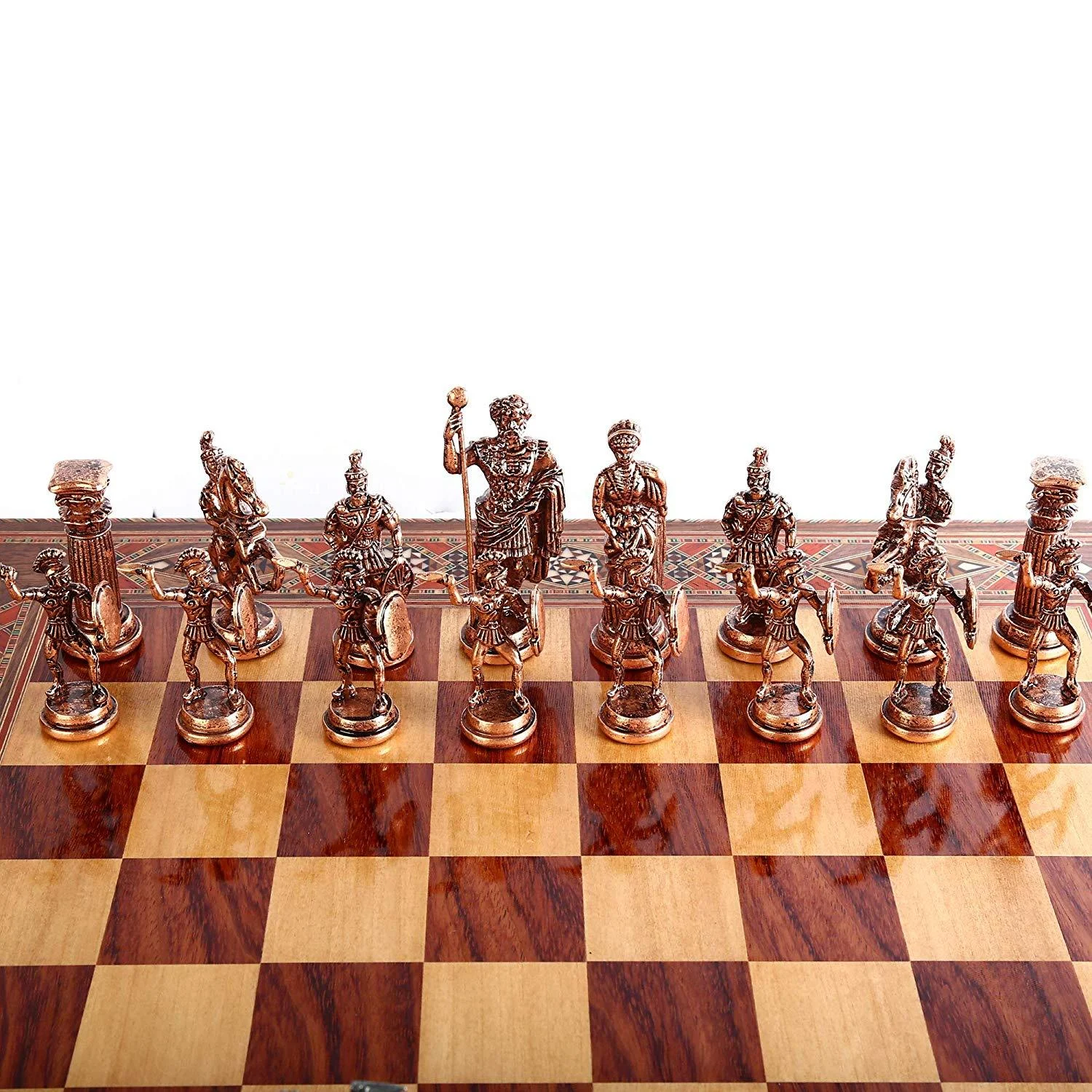 (Only Chess Pieces) Historical Antique Copper Rome Chess Pieces Sculptures and Statues (Board is Not Included) -