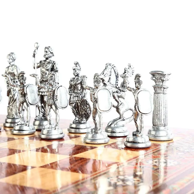Only Chess Pieces Historical Antique Copper Rome Chess Pieces Sculptures and Statues Board is Not Included