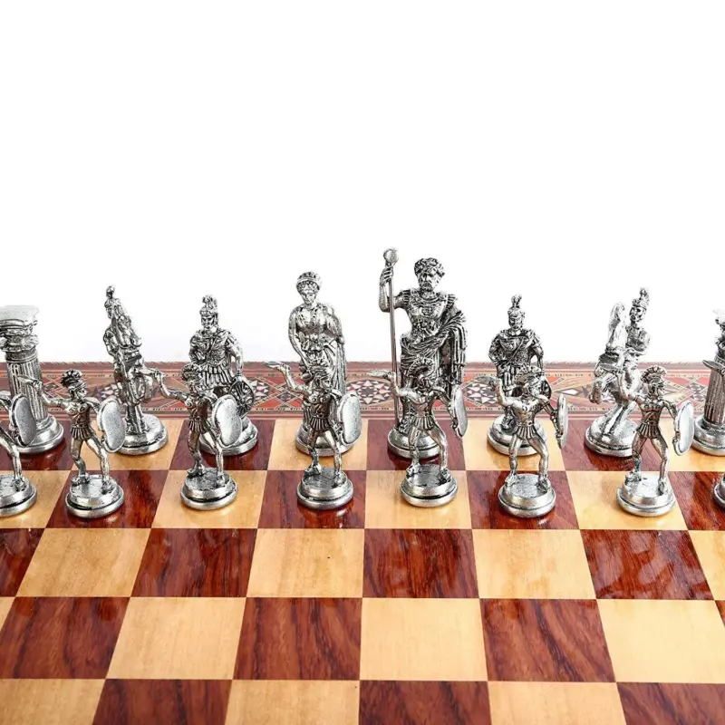 Only Chess Pieces Historical Antique Copper Rome Chess Pieces Sculptures and Statues Board is Not Included