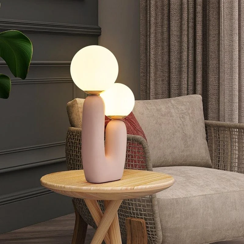 Organic Shape Twin Ball Table Lamp -