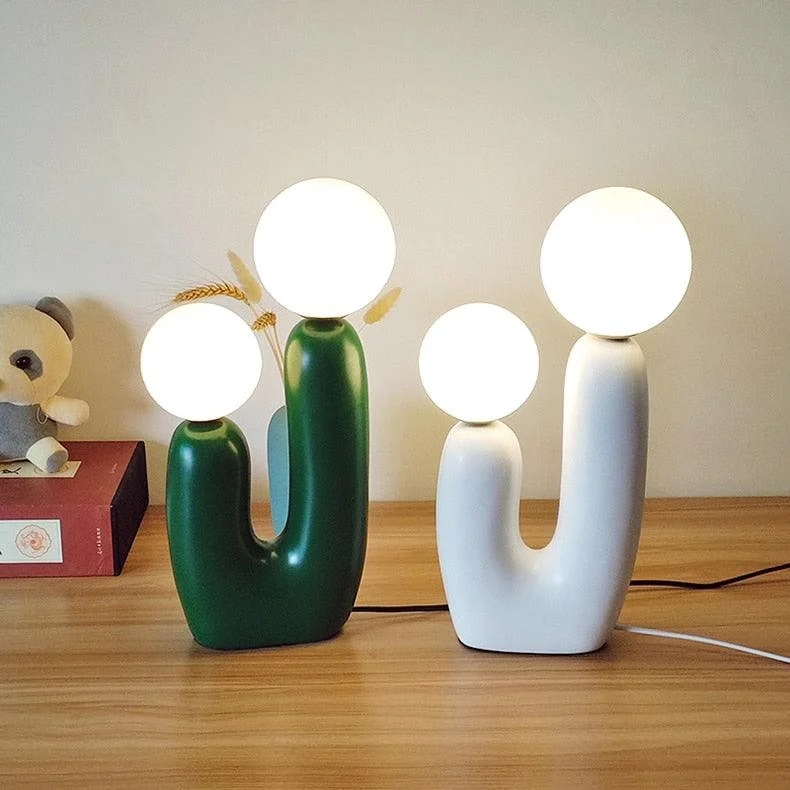 Organic Shape Twin Ball Table Lamp -