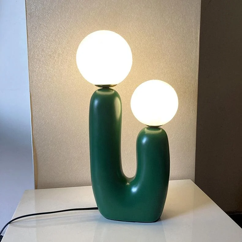 Organic Shape Twin Ball Table Lamp -