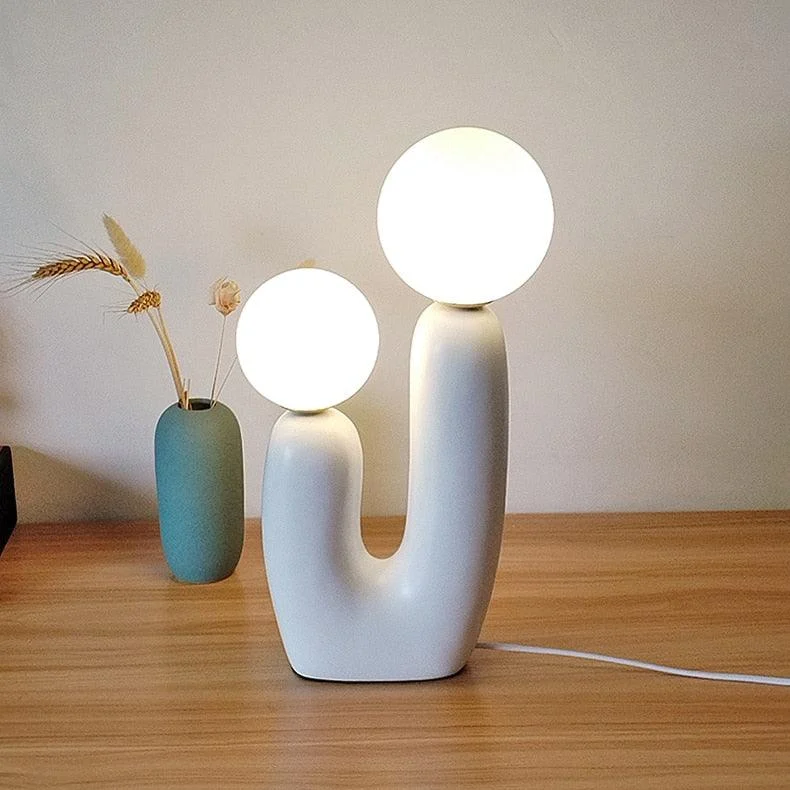 Organic Shape Twin Ball Table Lamp -