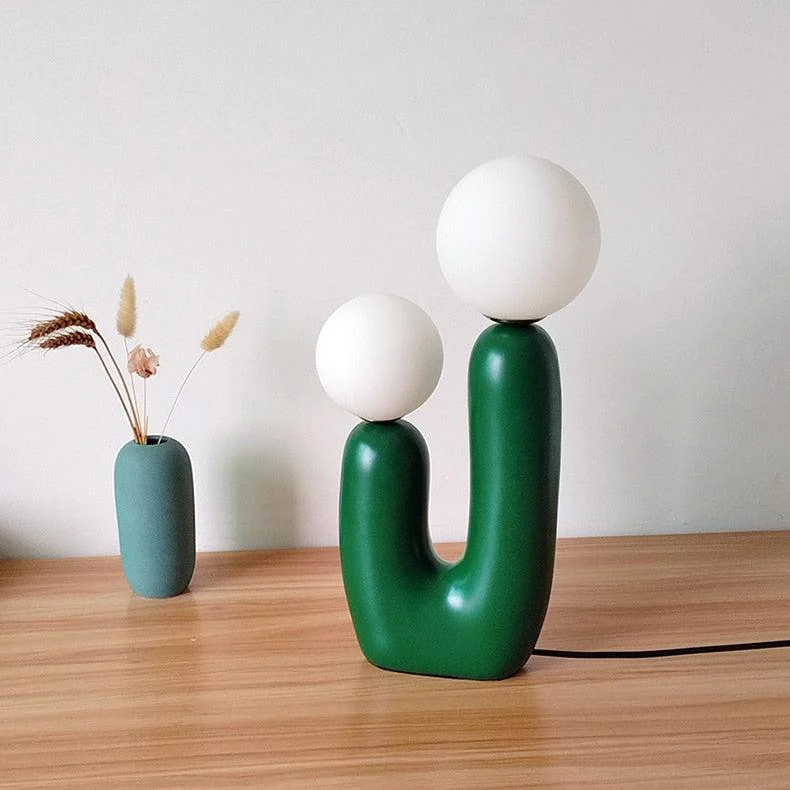 Organic Shape Twin Ball Table Lamp -