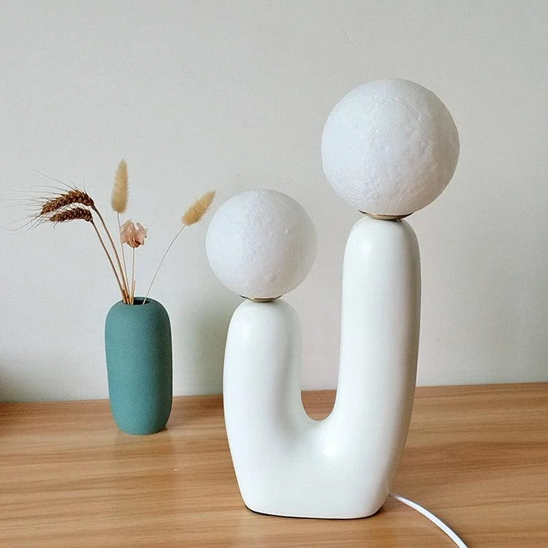 Organic Shape Twin Ball Table Lamp -