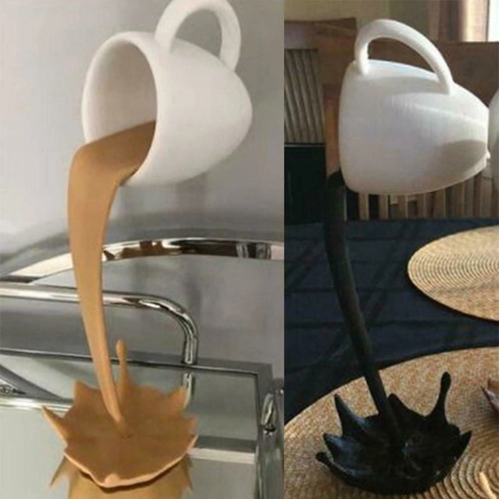 Original Floating Spilling Coffee Cup Sculpture -