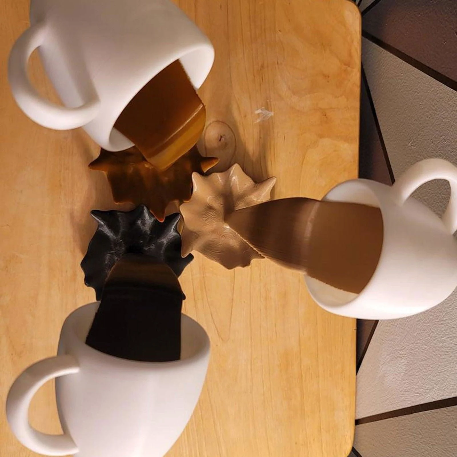 Original Floating Spilling Coffee Cup Sculpture -